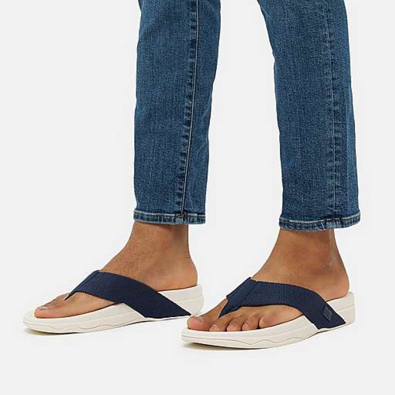 Sandalias FitFlop SURFER Puntera-Post Hombre Metal Rayadas Azul Marino | SU1930426