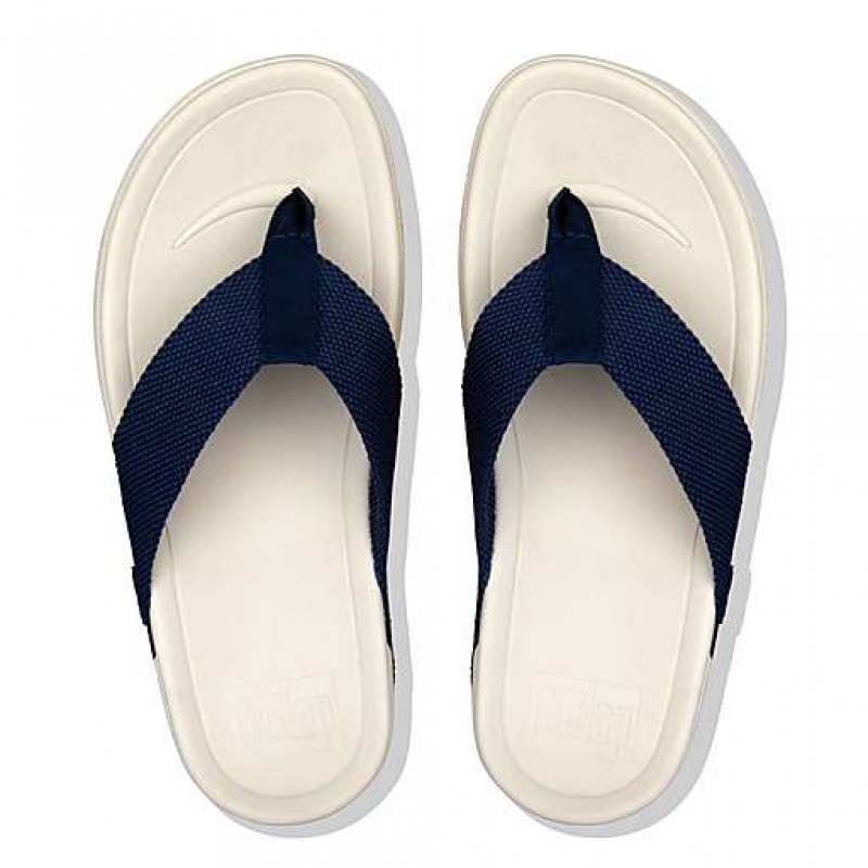 Sandalias FitFlop SURFER Puntera-Post Hombre Metal Rayadas Azul Marino | SU1930426