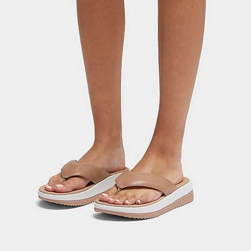 Sandalias FitFlop SURFF Acolchado-Cuero Puntera-Post Mujer Rayadas Azul Marino | HO5809732