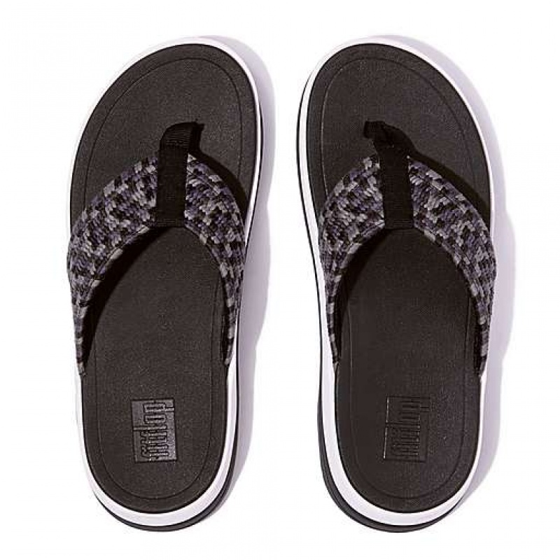 Sandalias FitFlop SURFF Art-Webbing Puntera-Post Mujer Negras | ZO7463159