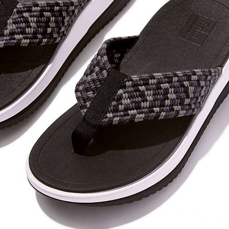 Sandalias FitFlop SURFF Art-Webbing Puntera-Post Mujer Negras | ZO7463159