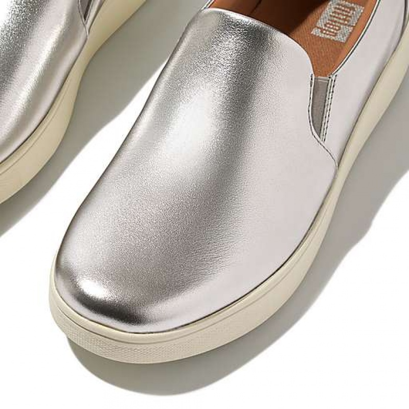 Zapatillas FitFlop RALLY Metallic-Cuero Slip-On Skate Mujer Marrones | LG5148790