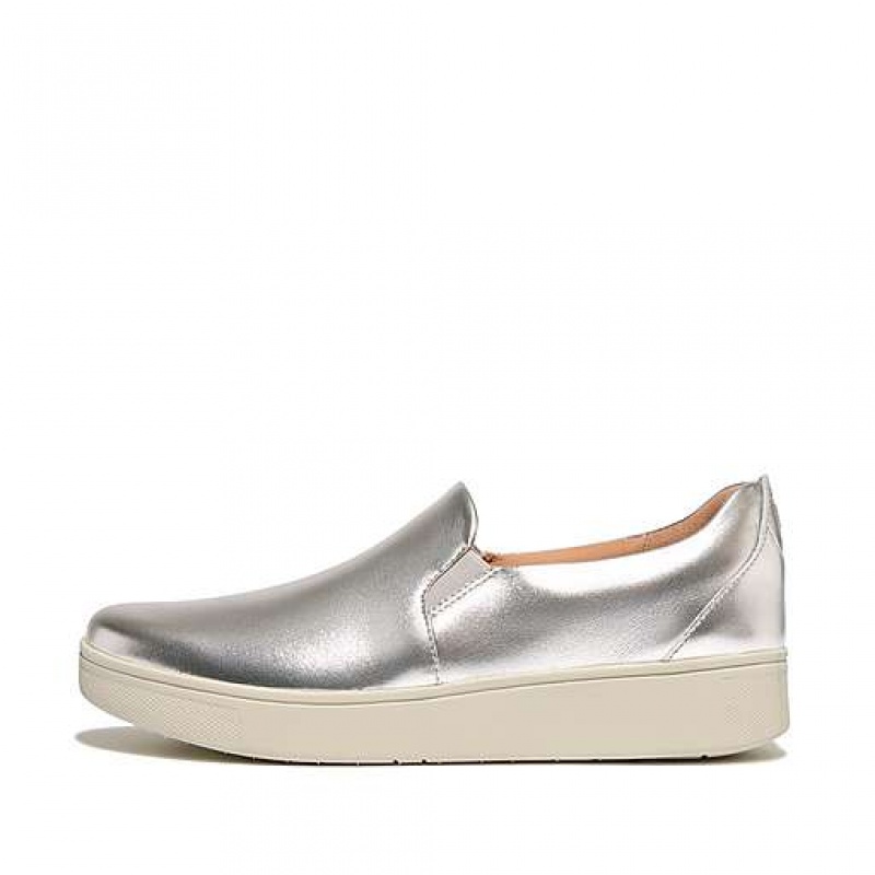 Zapatillas FitFlop RALLY Metallic-Cuero Slip-On Skate Mujer Marrones | LG5148790