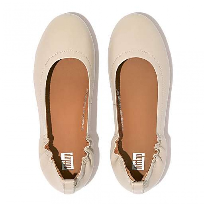 Zapatos Planos FitFlop ALLEGRO Soft Cuero Ballet Flats Mujer Limón | YE4573810